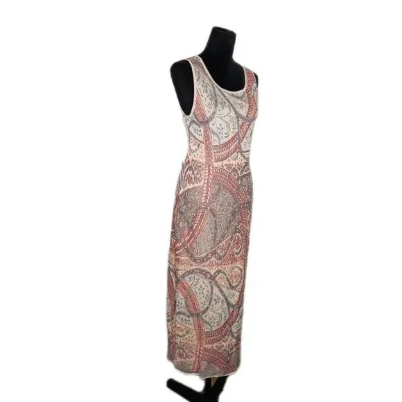 Peruvian Connection Pima Cotton Knit Floral Sleeveless Sheath Maxi Dress Sz M - Picture 2 of 9